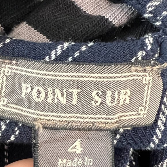 J. Crew Point Sur Freddie Navy Blue Pinstriped Back Bow Linen Blend Top sz 4 - Picture 6 of 7